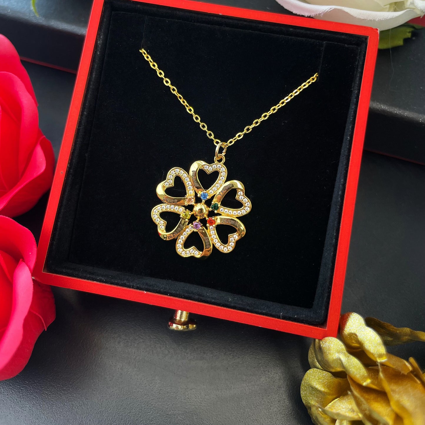 Personalized Name Engraved Birthstone Necklace for Mom