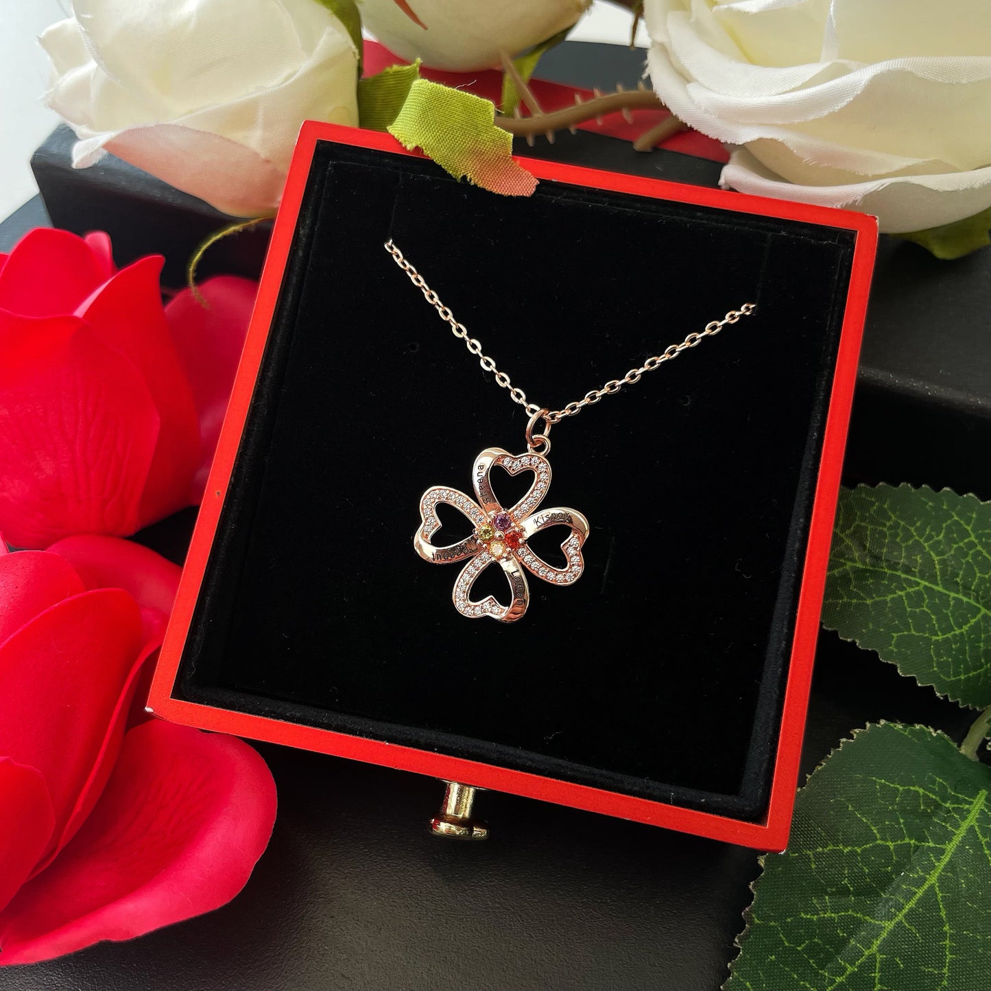 Personalized Name Engraved Birthstone Necklace for Mom