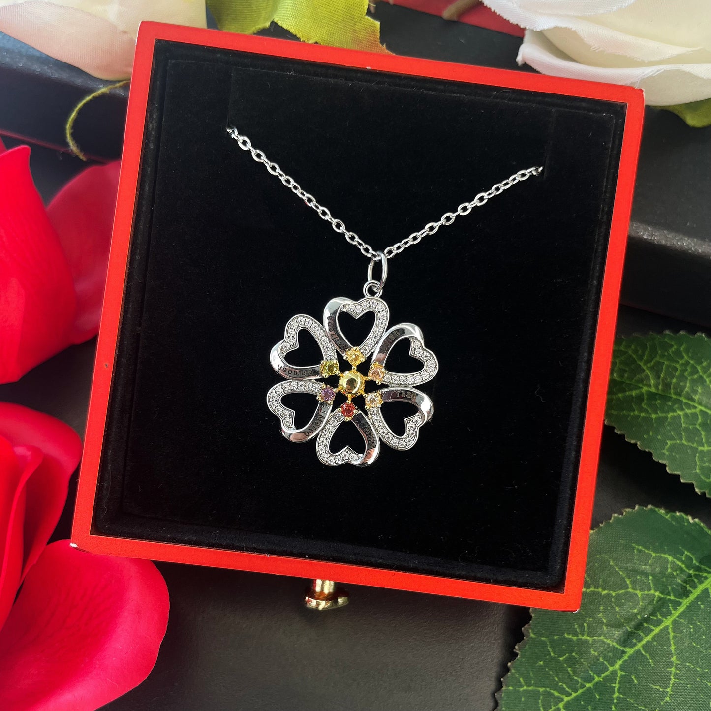 Personalized Name Engraved Birthstone Necklace for Mom