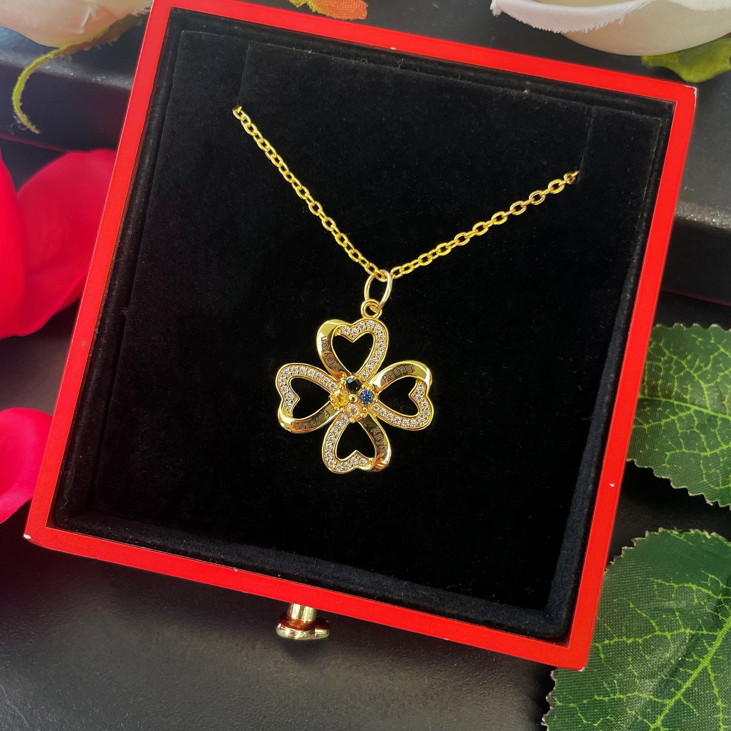 Personalized Name Engraved Birthstone Necklace for Mom