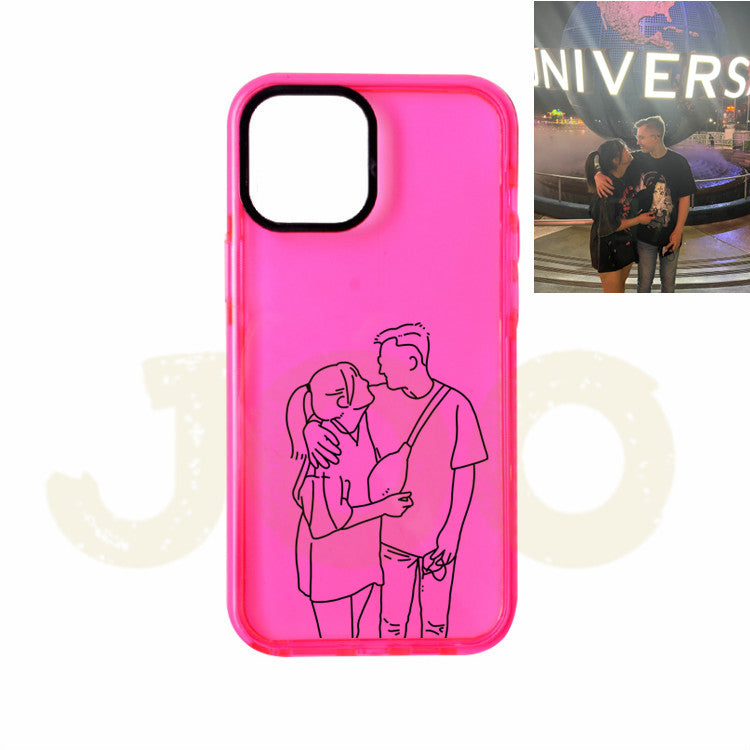 Custom Line Art Phone Case (Fluorescent case)