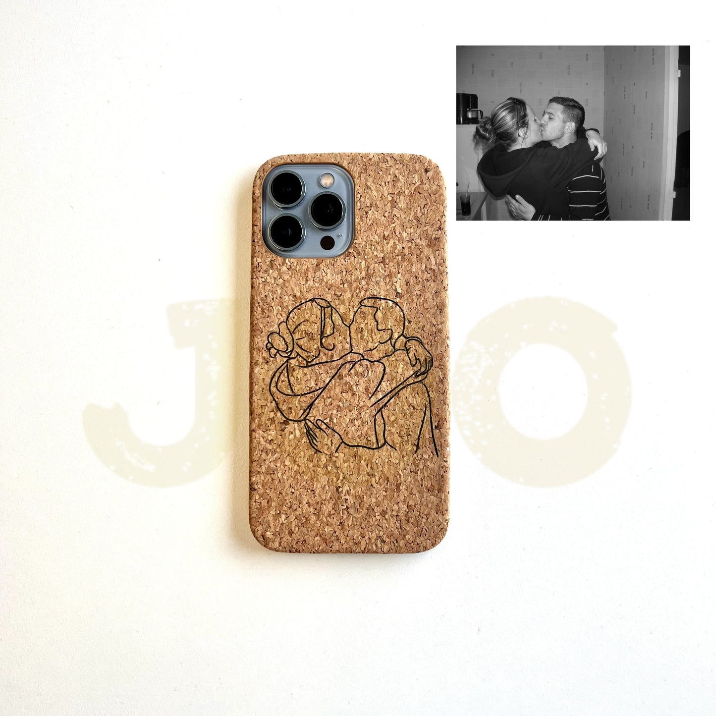 Custom Line Art Phone Case (Recycled Cork Wooden )