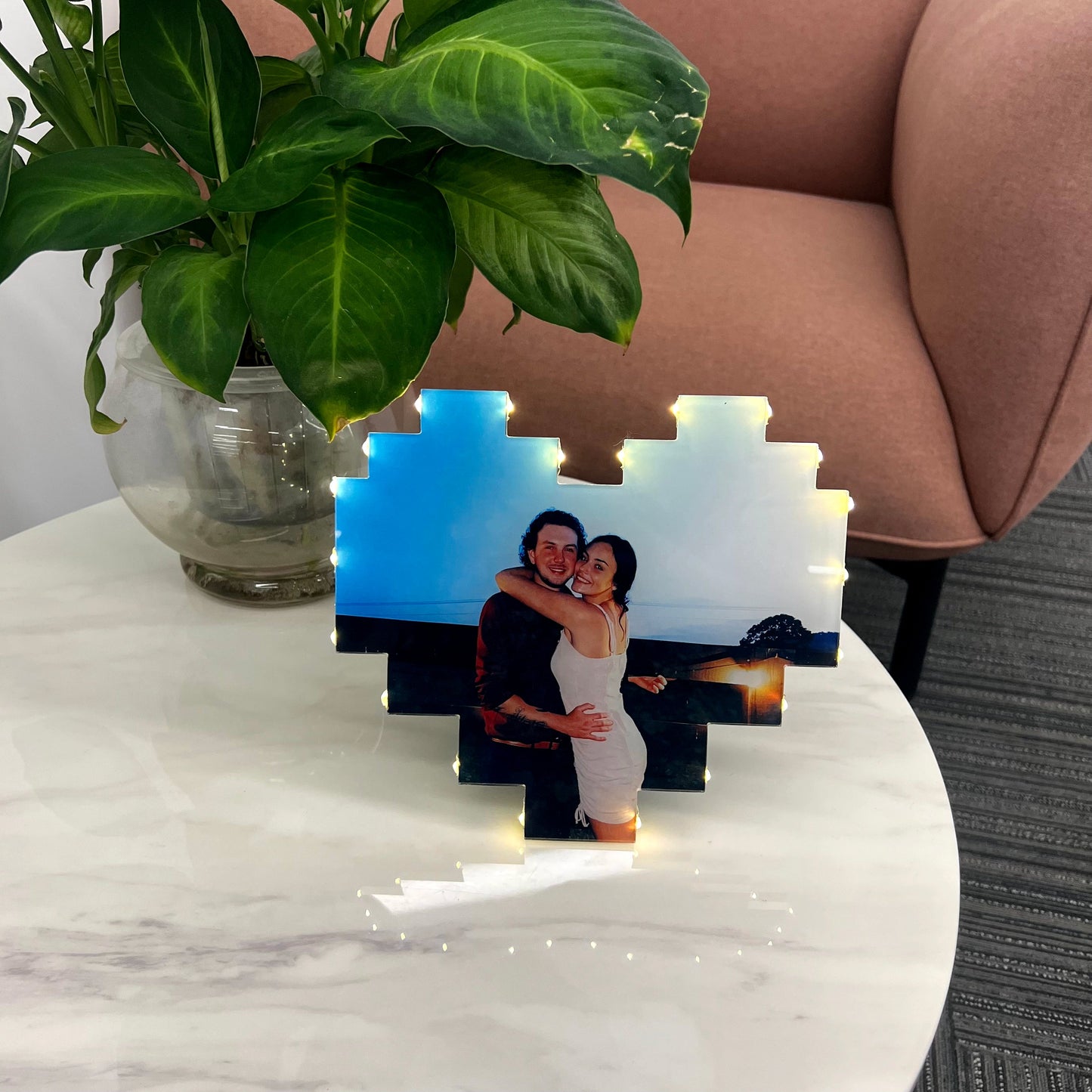 Custom Heart Shape Photo Collage Lamp with Your Photos