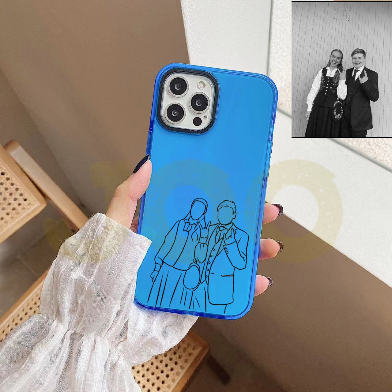 Custom Line Art Phone Case (Fluorescent case)