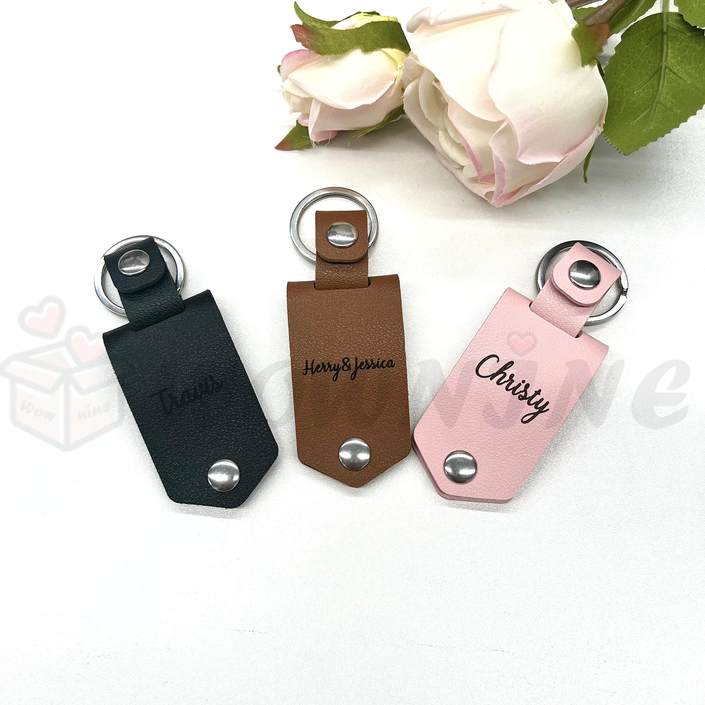 Personalized Photo Keyring In Leather Case