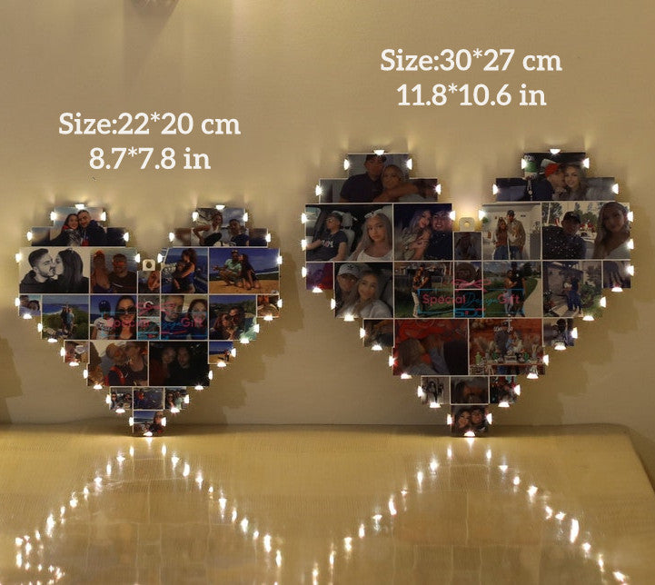 Custom Heart Shape Photo Collage Lamp with Your Photos