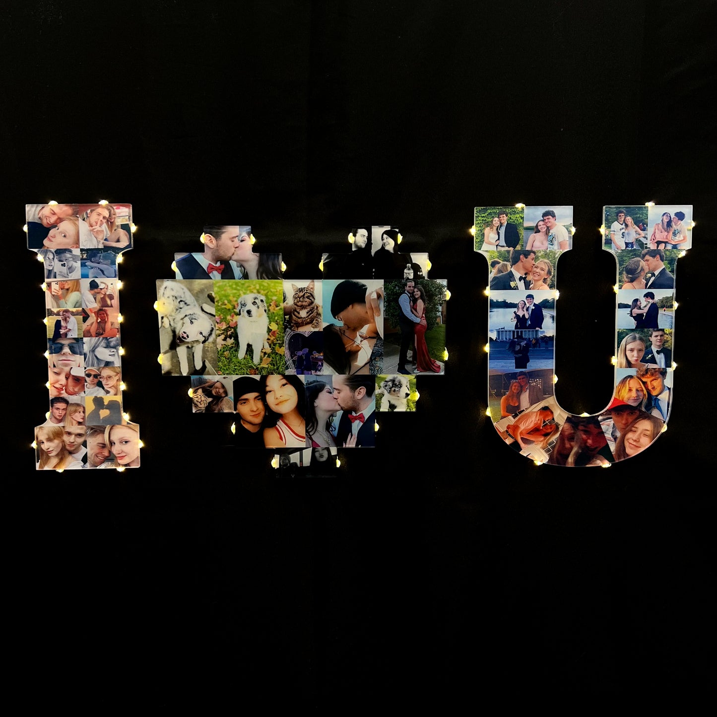 Custom Heart Shape Photo Collage Lamp with Your Photos