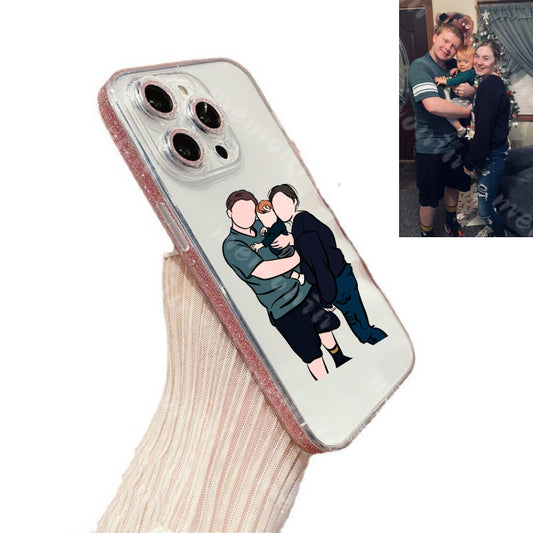 Custom Portrait Phone Case (sequin border)