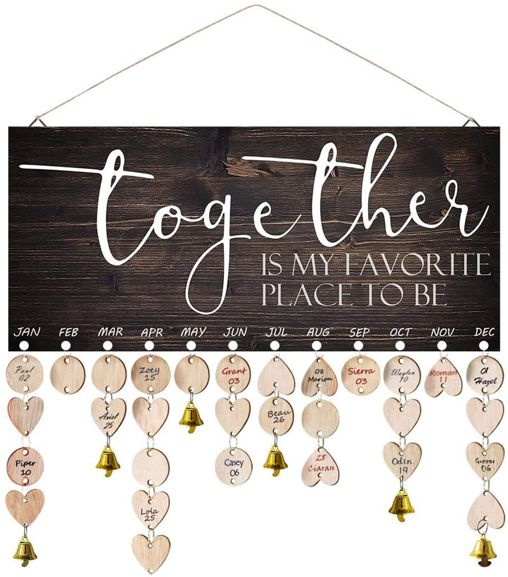 Wooden Reminder Tracker Calendar Board Wall Hanging