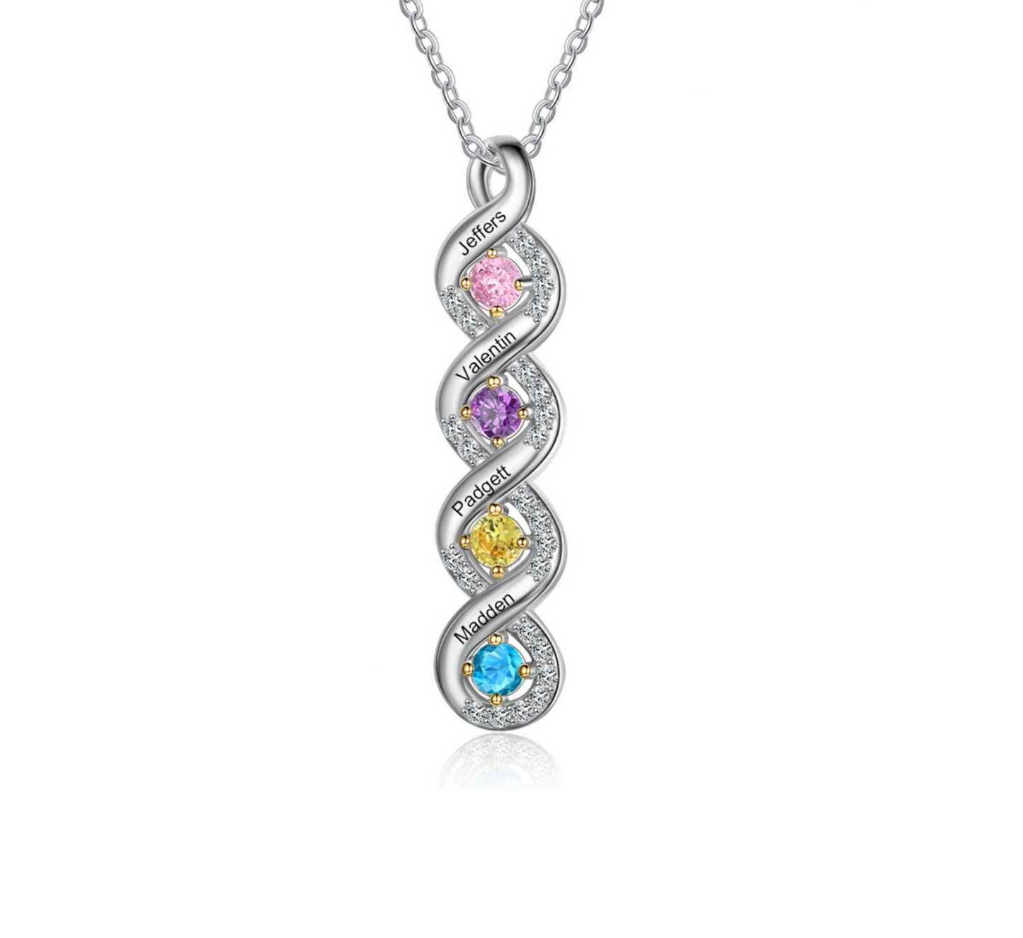 Personalized Mothers Rings Necklace with Birthstones