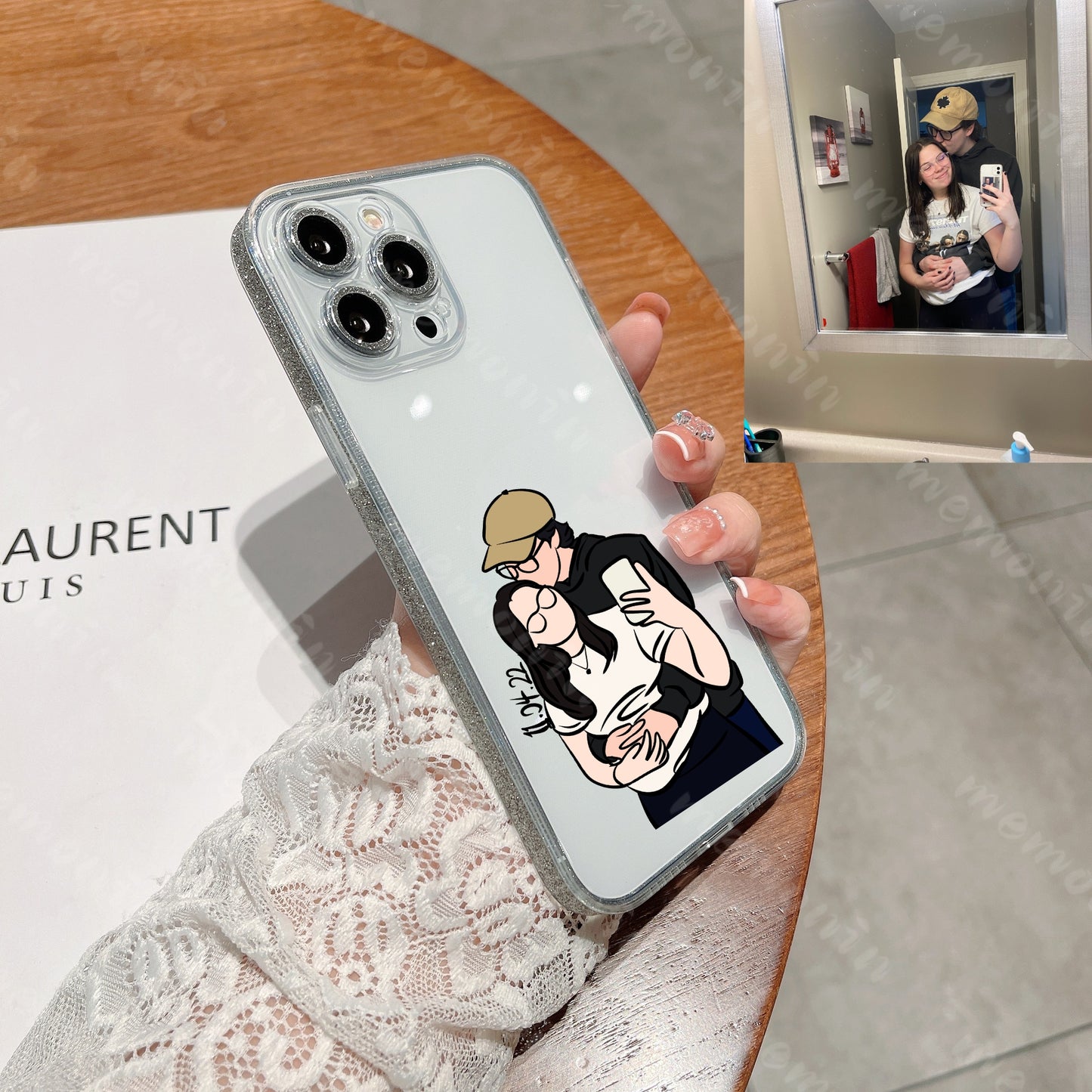 Custom Portrait Phone Case (sequin border)