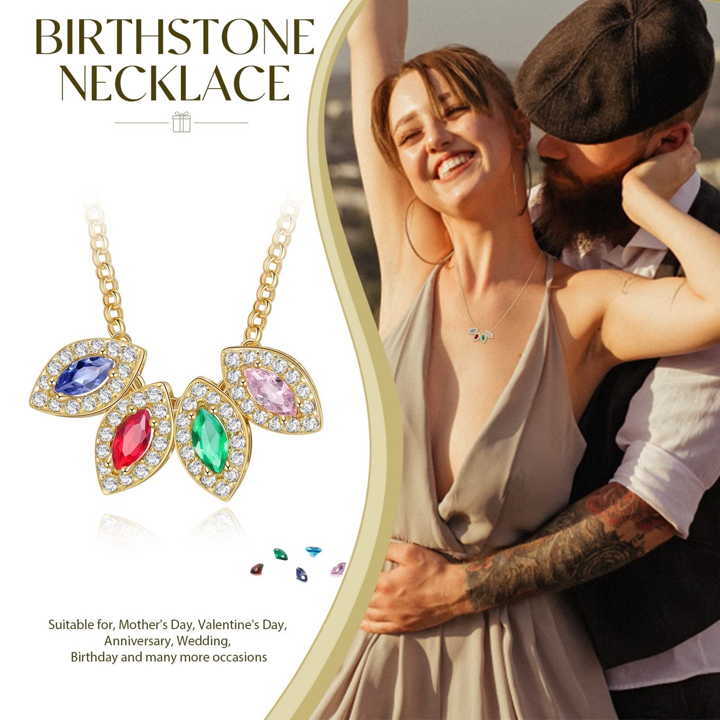 Multicolor Crystal Birthday Stone Necklace
