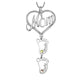 Personalized Heart Pendant Birthstones Necklace with BabyFeet Charms
