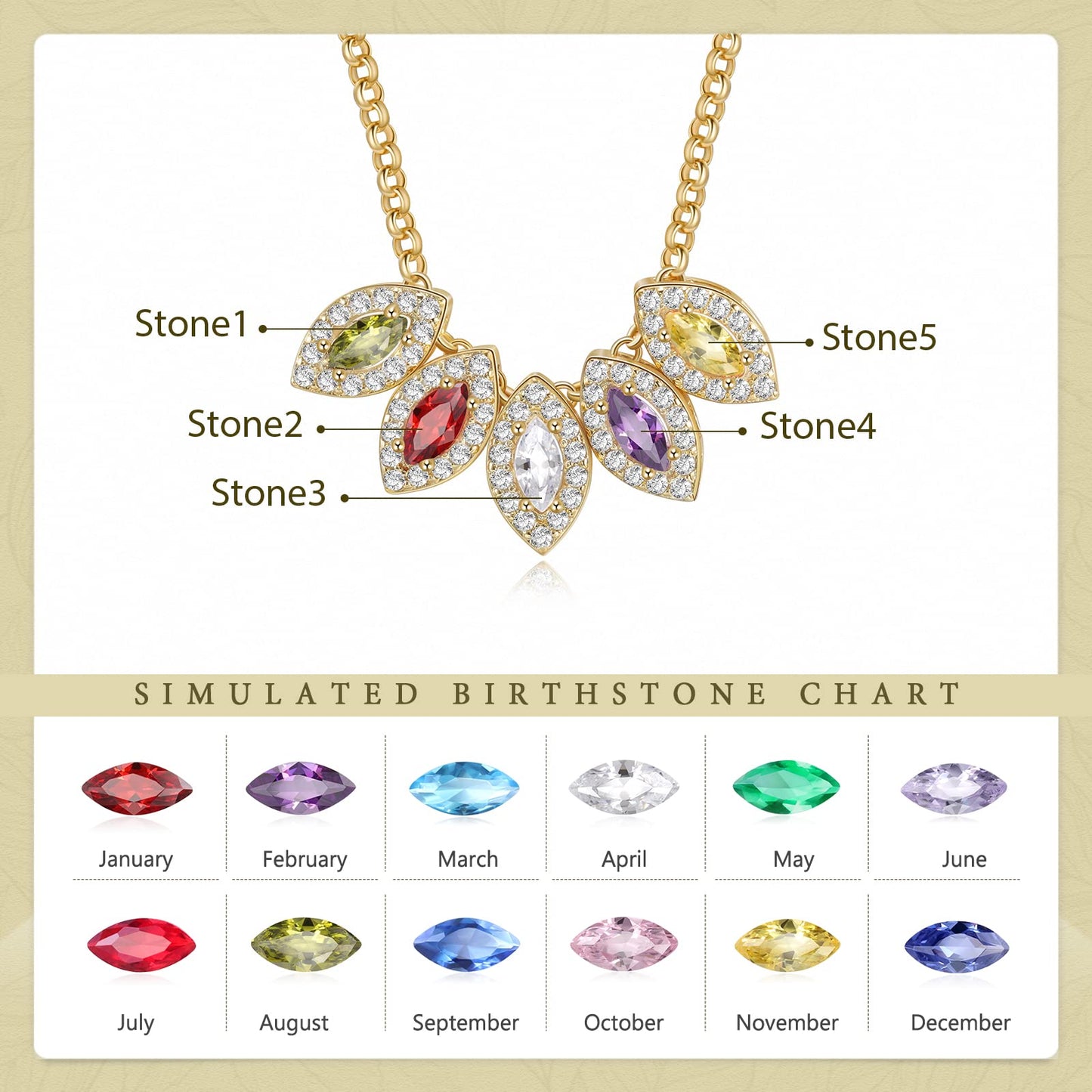 Multicolor Crystal Birthday Stone Necklace