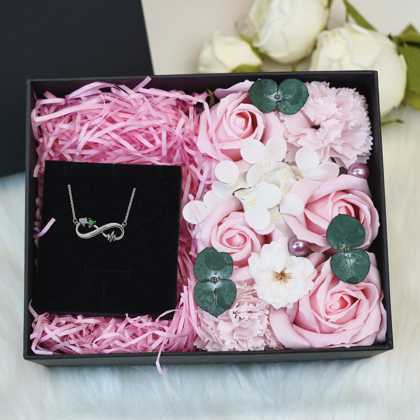Customized Birthstone Heartbeat Infinity Necklace