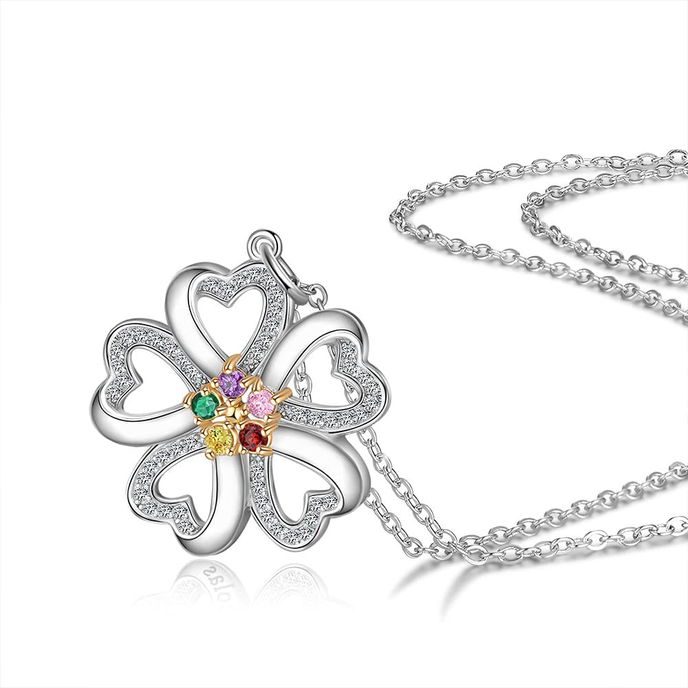 Personalized Name Engraved Birthstone Necklace for Mom