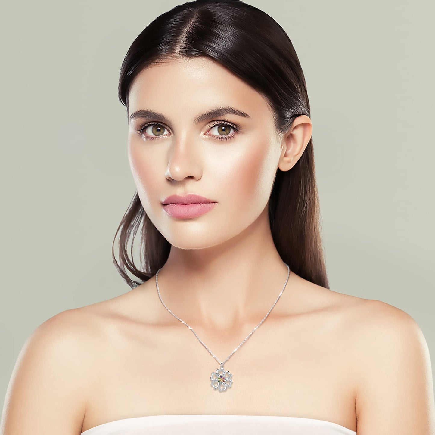 Personalized Name Engraved Birthstone Necklace for Mom