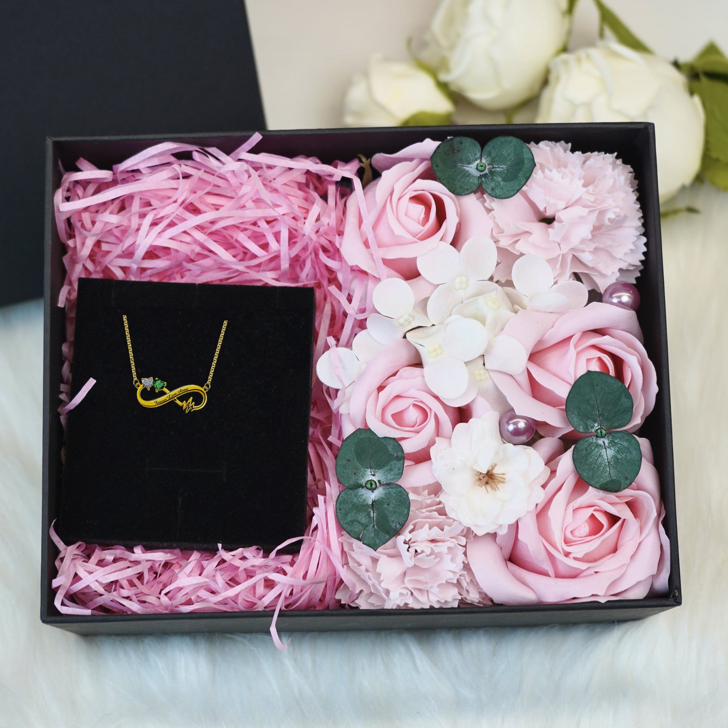 Customized Birthstone Heartbeat Infinity Necklace