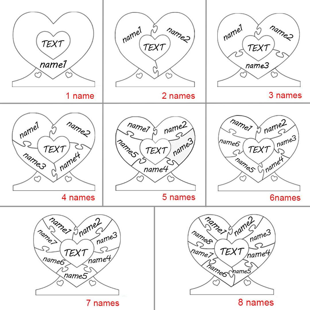 Custom Wooden Name Heart Puzzle