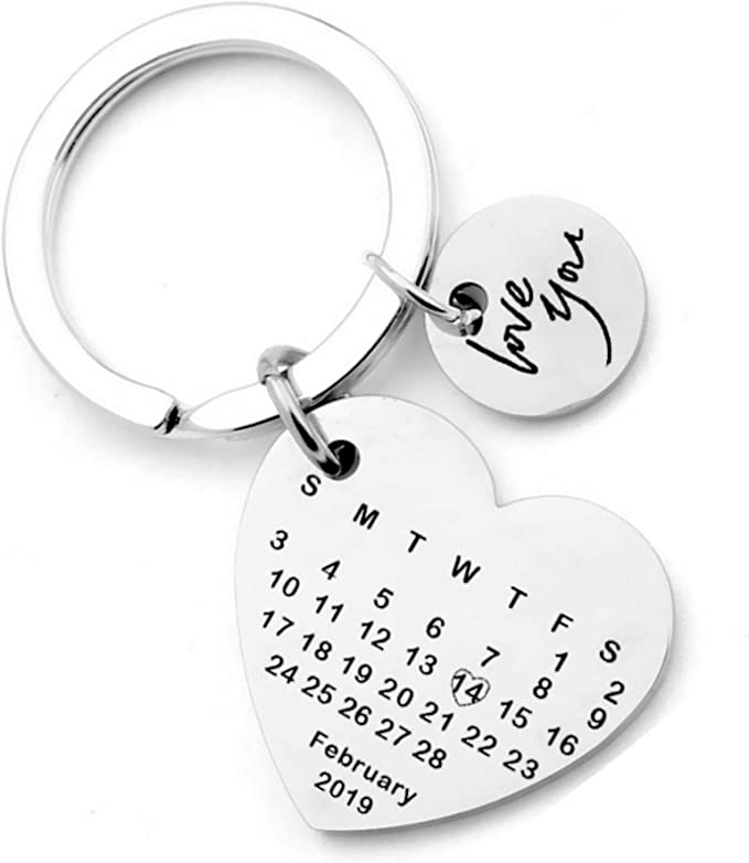 Personalized engraved calendar keychain
