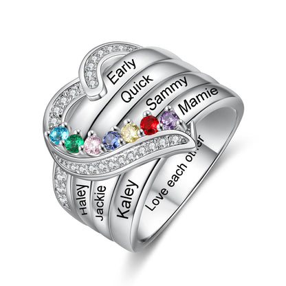 Customized Heart Birthstone Ring