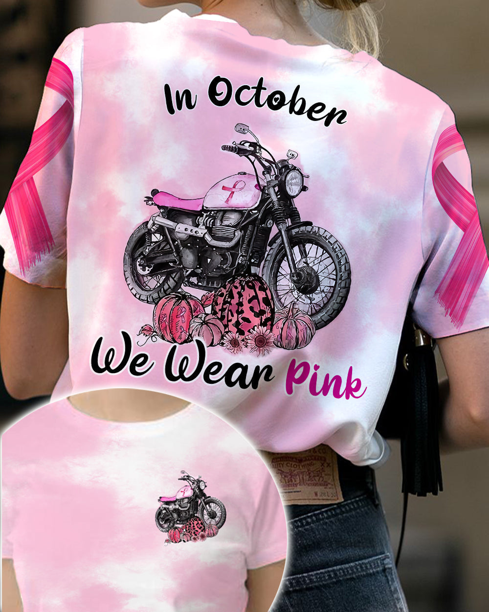 Motorcycle Wear Pink Breast Cancer T-shirt - TG0822OS