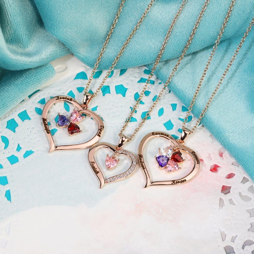💕Personalized Names Heart Necklace With Birthstones