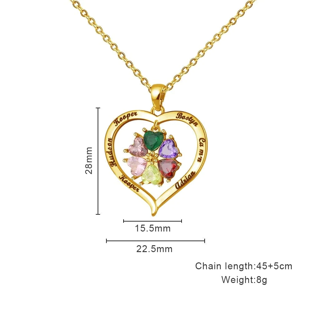 💕Personalized Names Heart Necklace With Birthstones