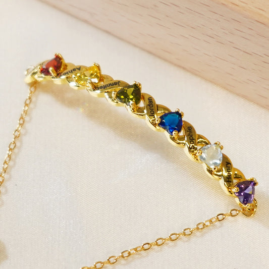 Customized Heart Birthstone Bracelet