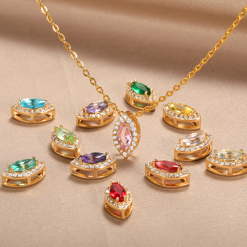 Multicolor Crystal Birthday Stone Necklace