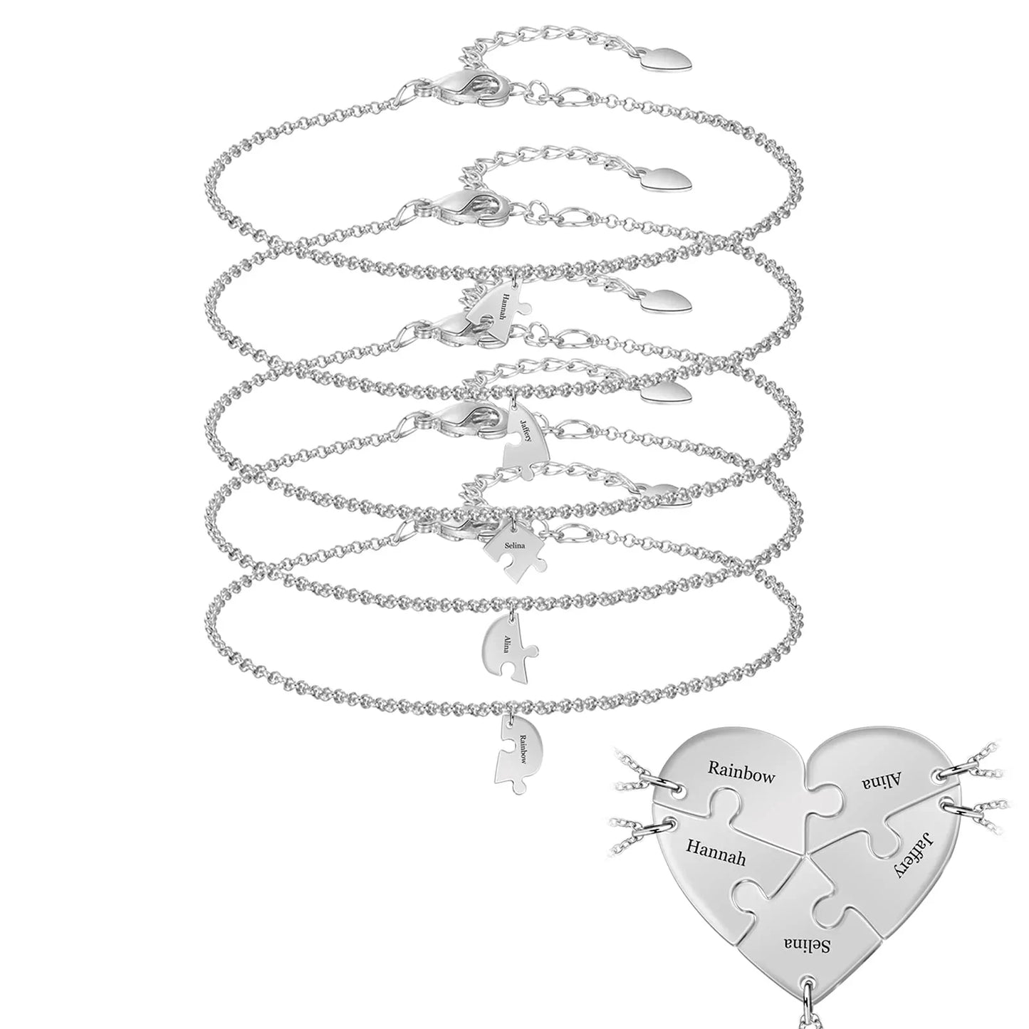 Heart Pendant Puzzle Necklace with Birthstone