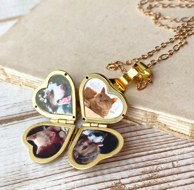 Customized Gold Heart Photo Locket Necklace
