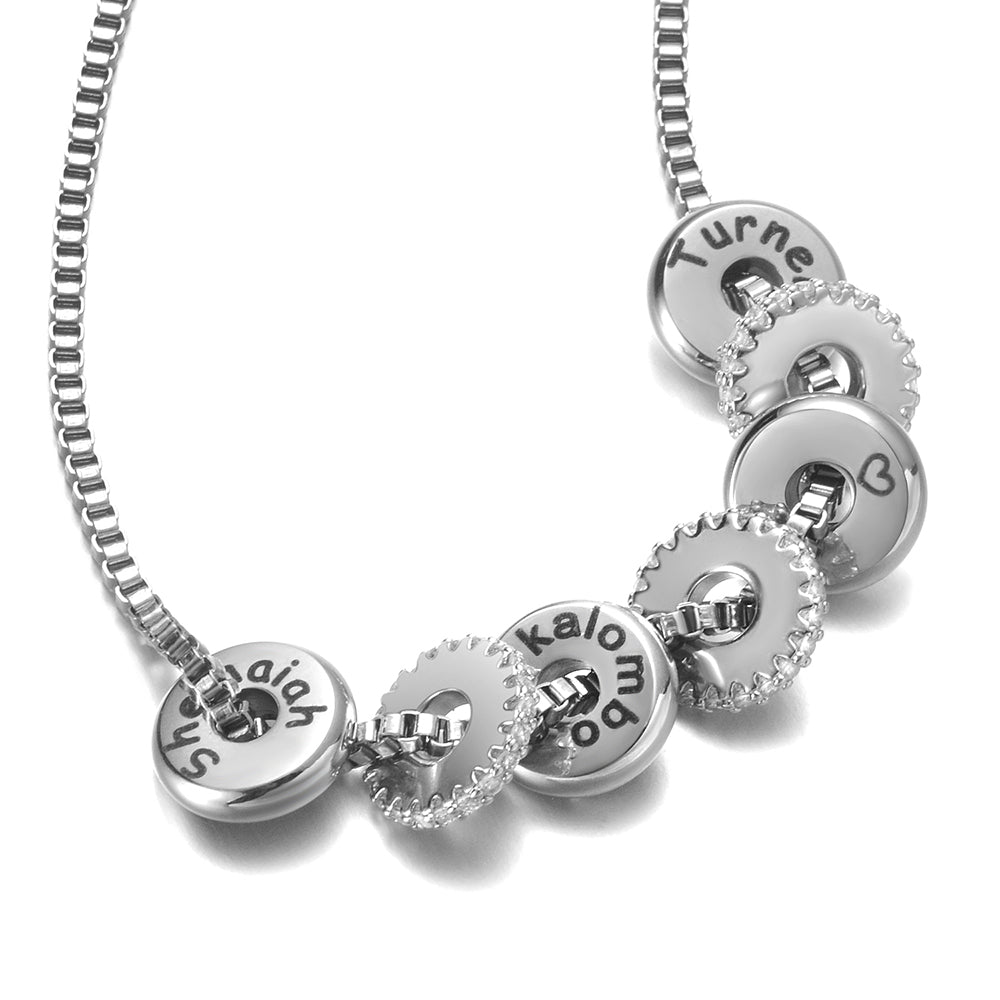 Personalized Engraved Name Crystal Disc Pendants Necklace