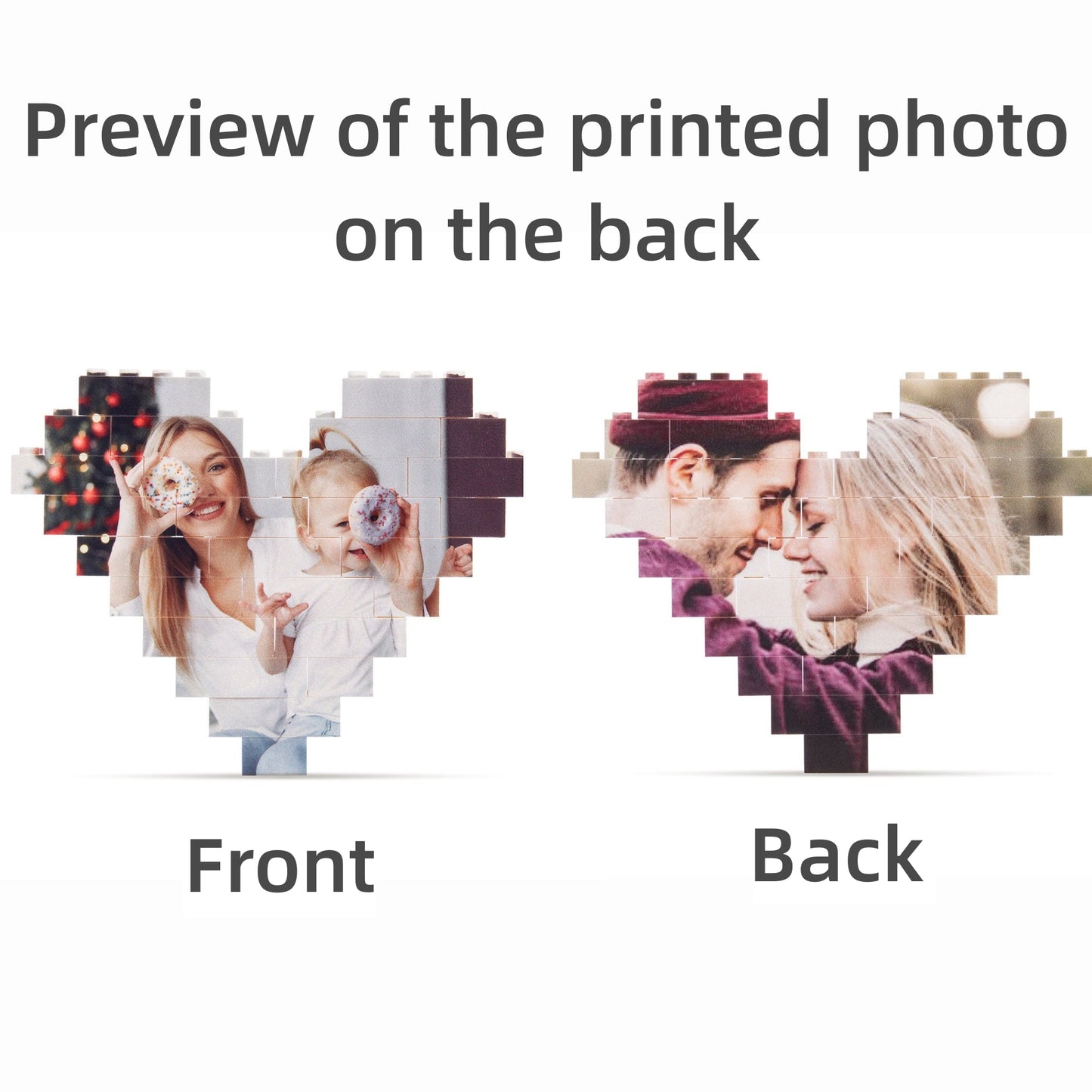 Custom Photos Heart Shaped Building Block Puzzle