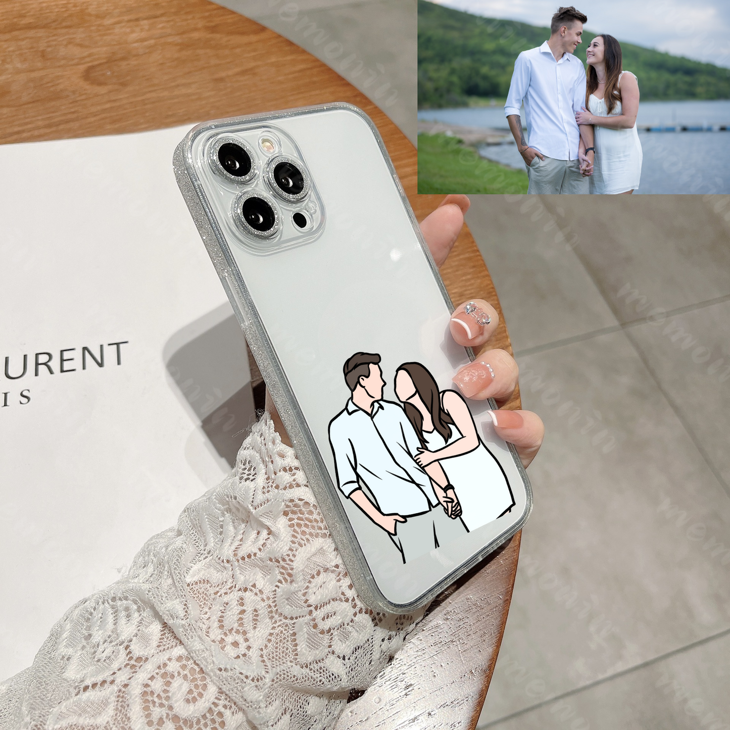 Custom Portrait Phone Case (sequin border)