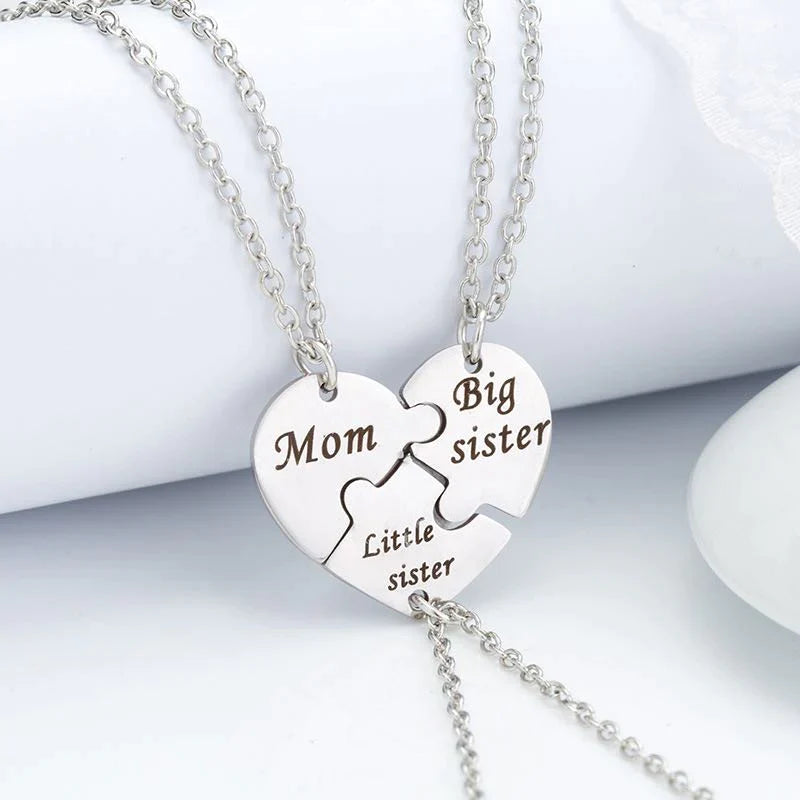 Heart Pendant Puzzle Necklace with Birthstone