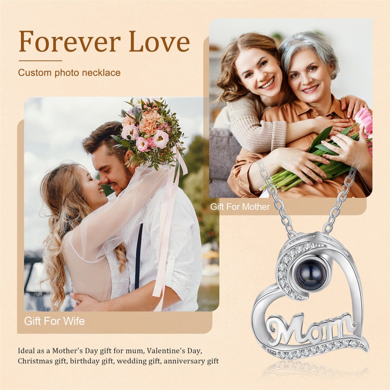 Personalized MOM Photo Projection Necklace