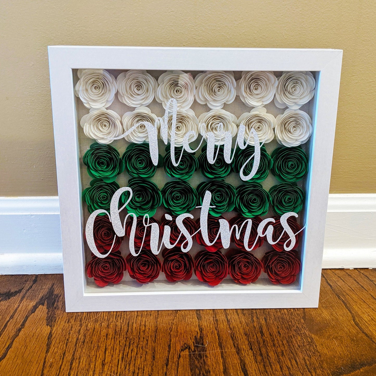 Merry Christmas flower shadow box