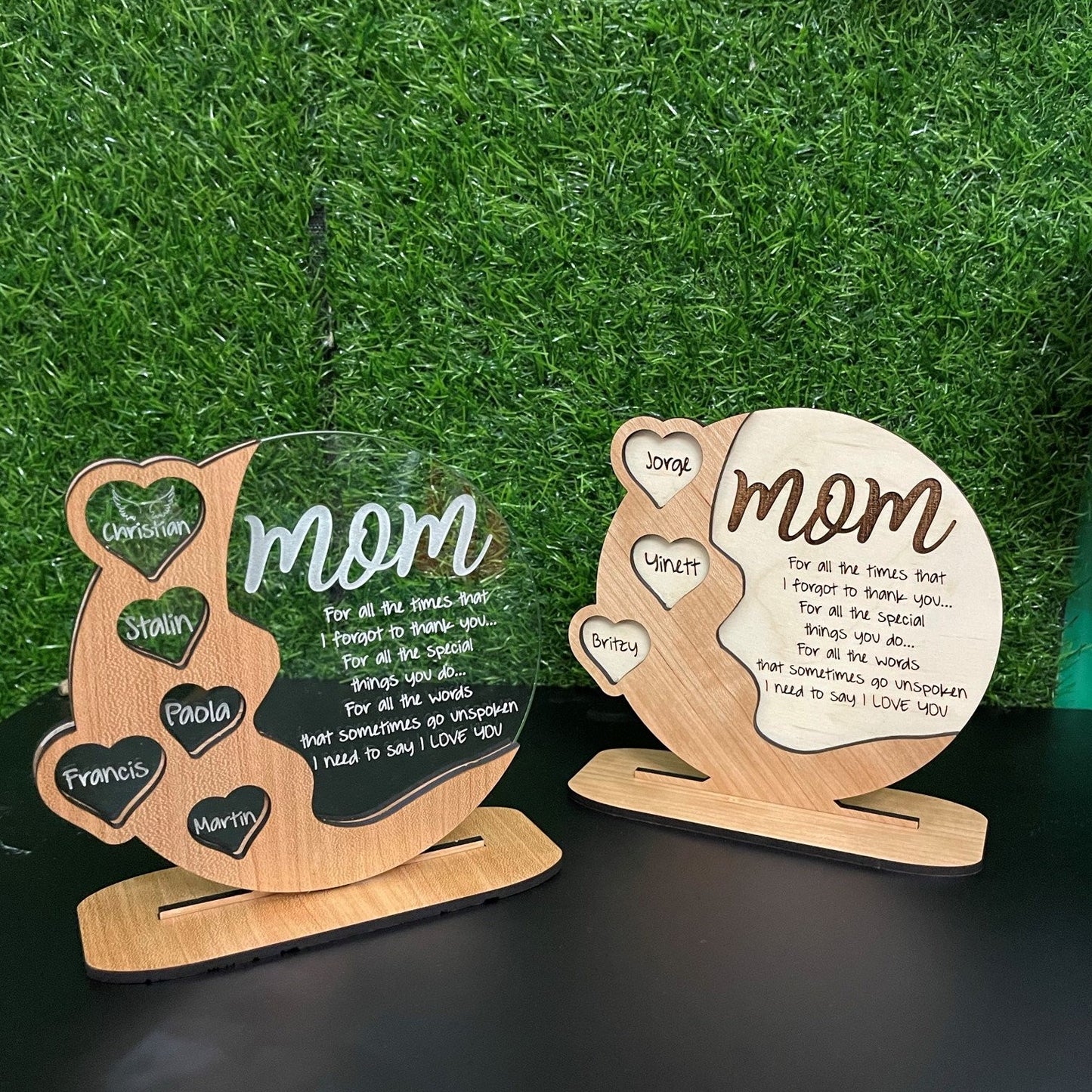 💕Gifts for Mom, Grandma Personalized Cherrywood - Acrylic - Birch wood Plaque