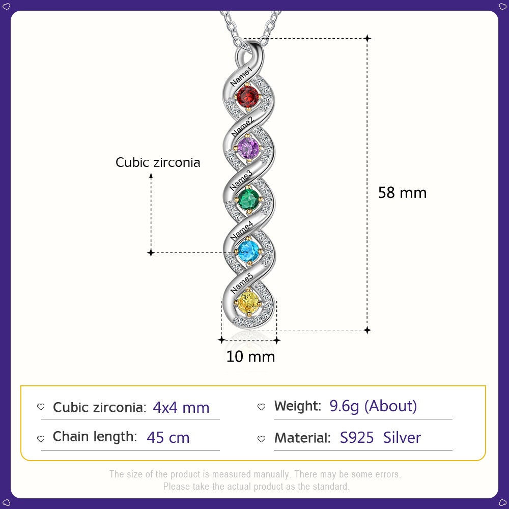 💕Personalized Mothers Rings Necklace with Birthstones