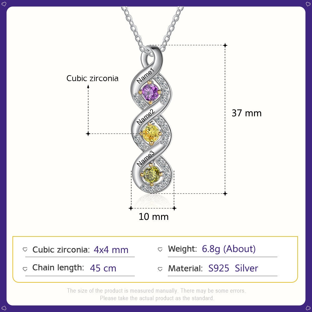 💕Personalized Mothers Rings Necklace with Birthstones