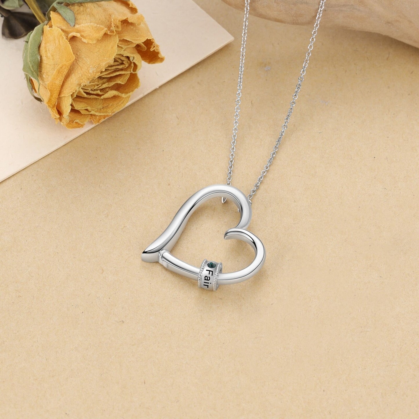 Personalized Family Heart Pendant Necklace