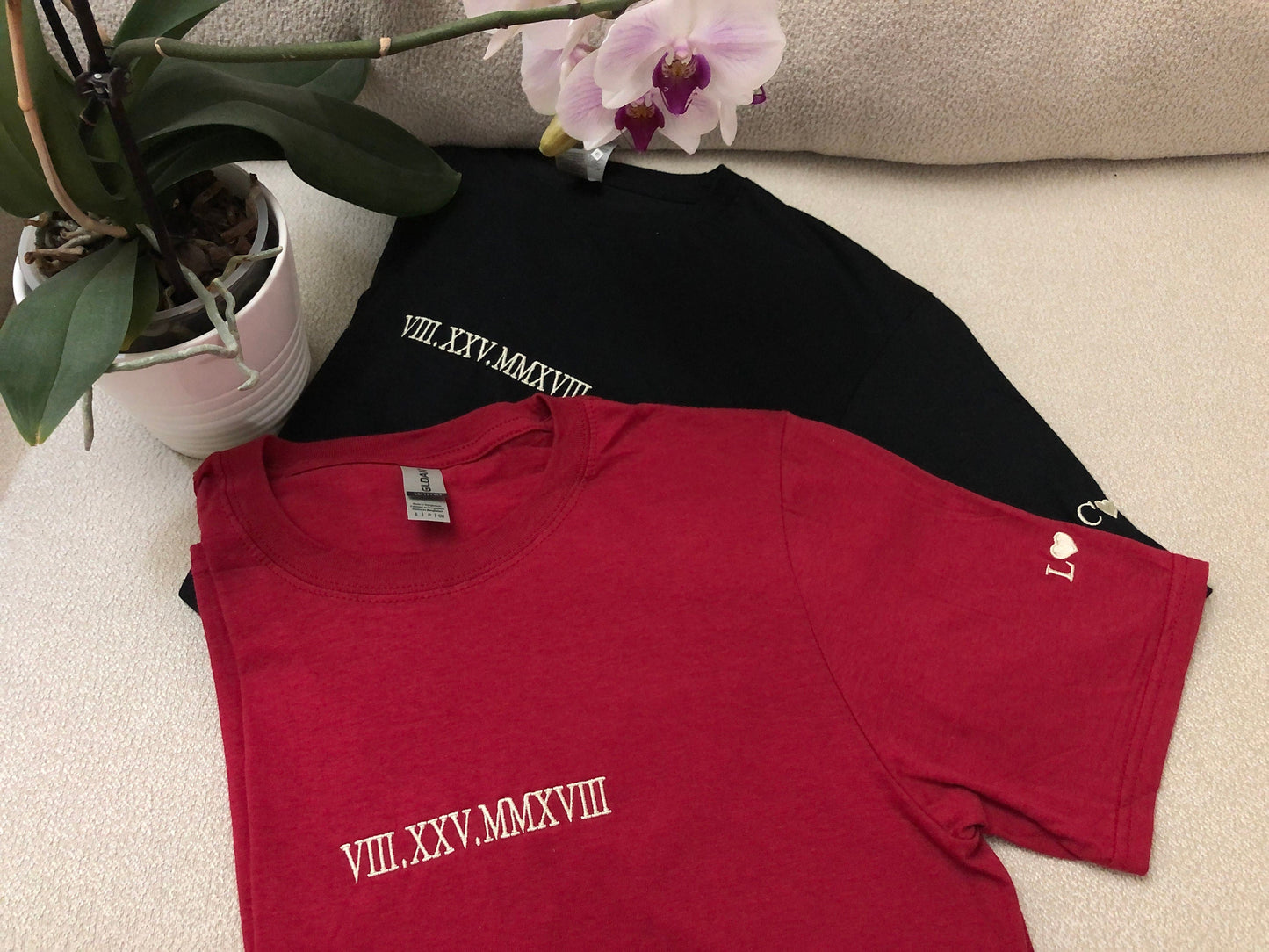 💕Custom Embroidered Roman Numeral Date Couple's Hoodies