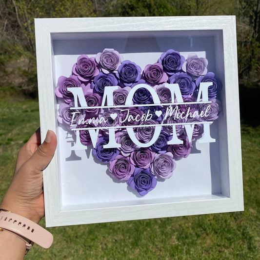 Heart Shaped Monogram Flower Shadow Box