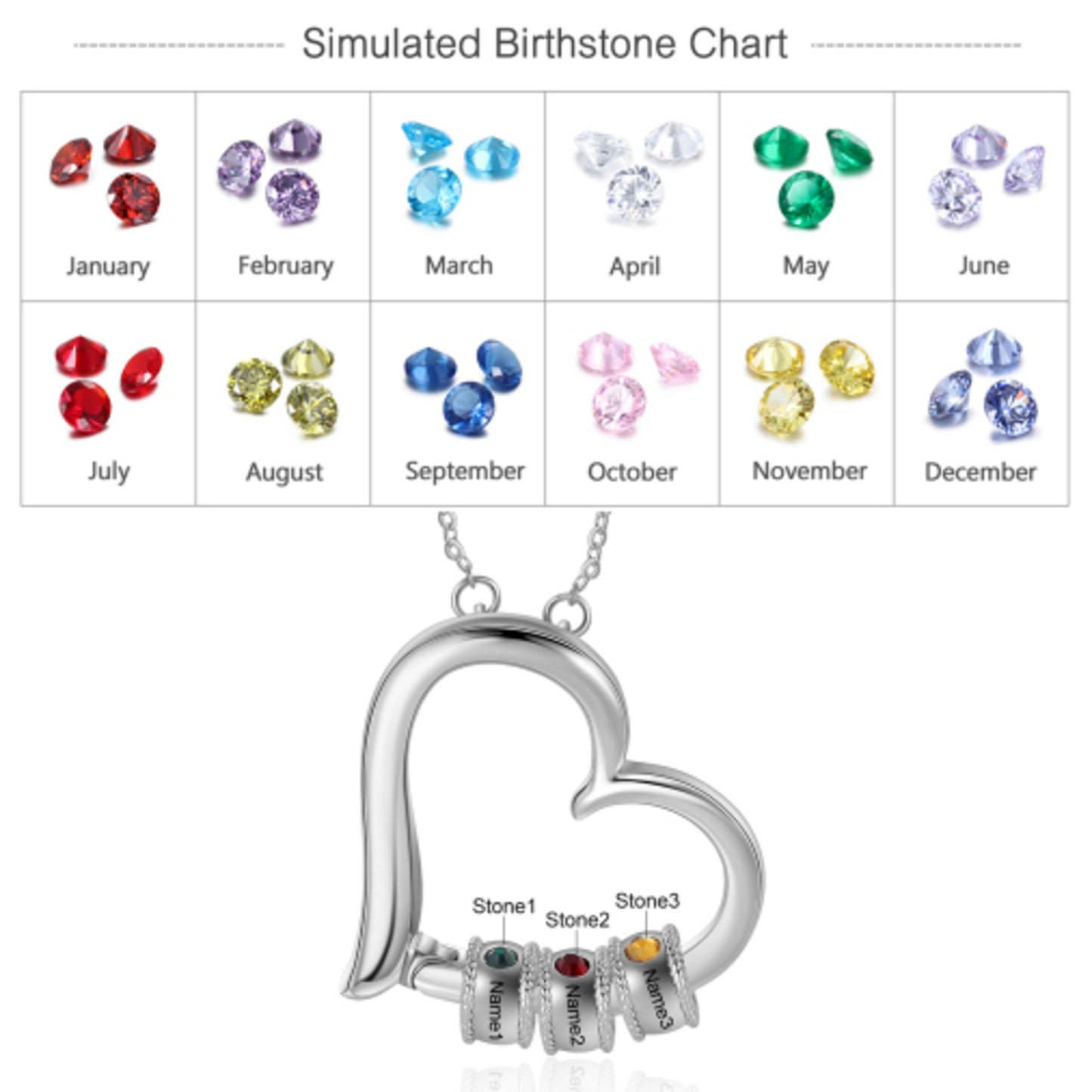 Personalized Family Heart Pendant Necklace