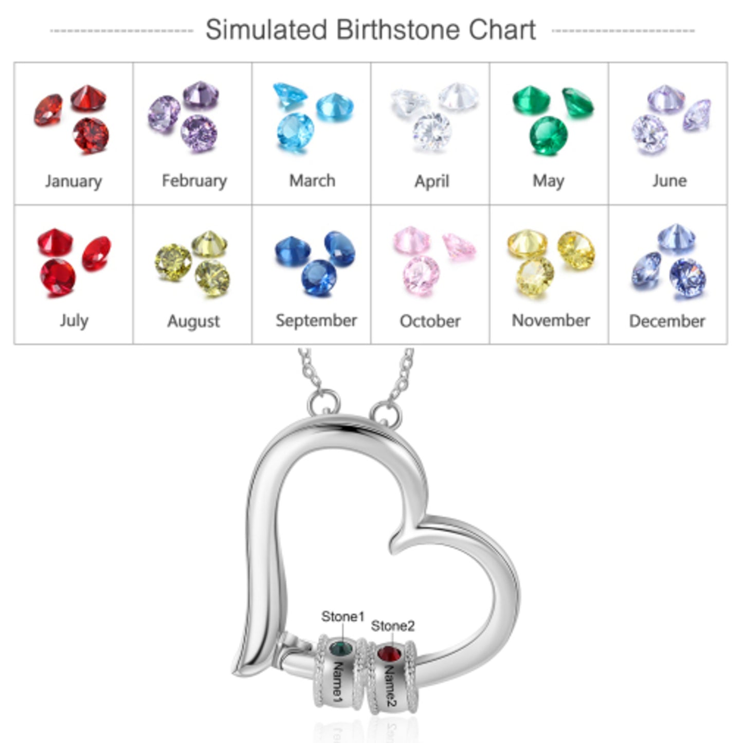 Personalized Family Heart Pendant Necklace