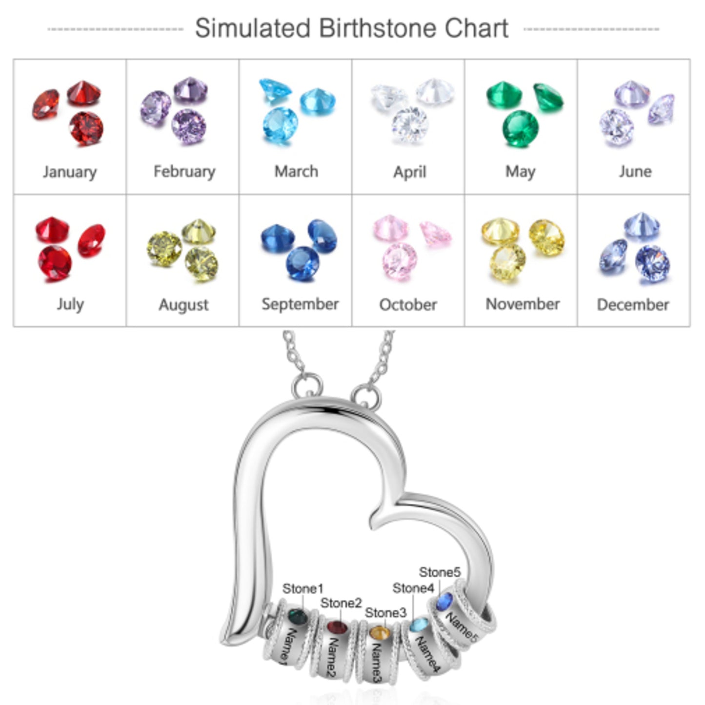 Personalized Family Heart Pendant Necklace