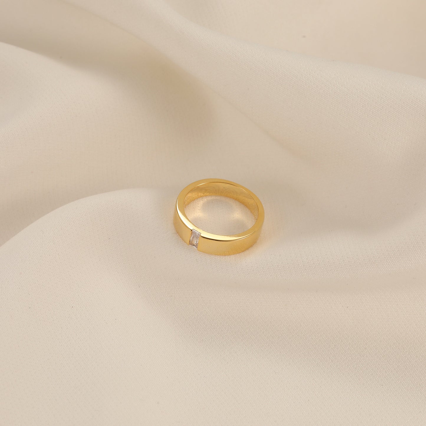 Wide Band Baguette Birthstone Ring