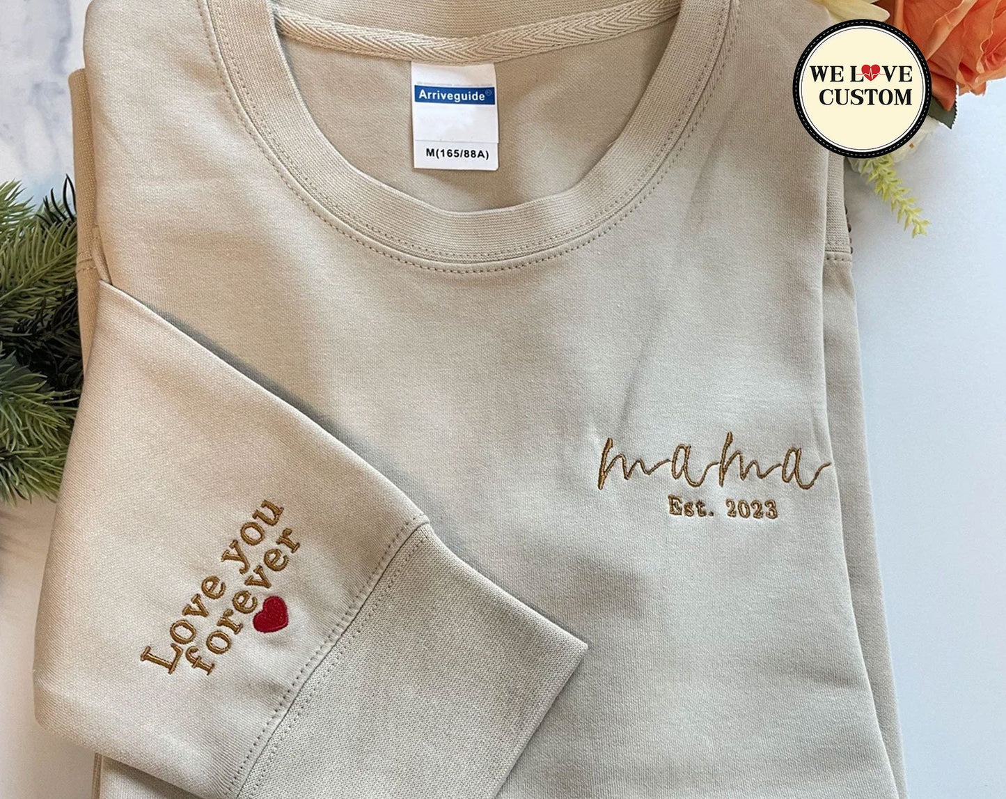 Personalized Embroidered EST Mom Sweatshirt