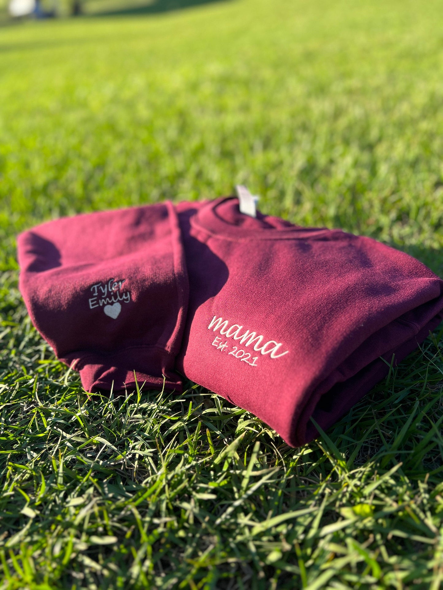 Personalized Embroidered EST Mom Sweatshirt